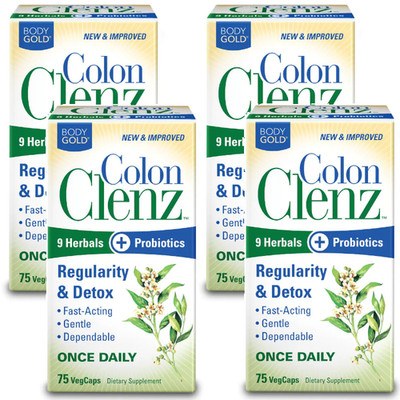 Body Gold Colon Clenz 75 Vcaps Each (Pack of 4)