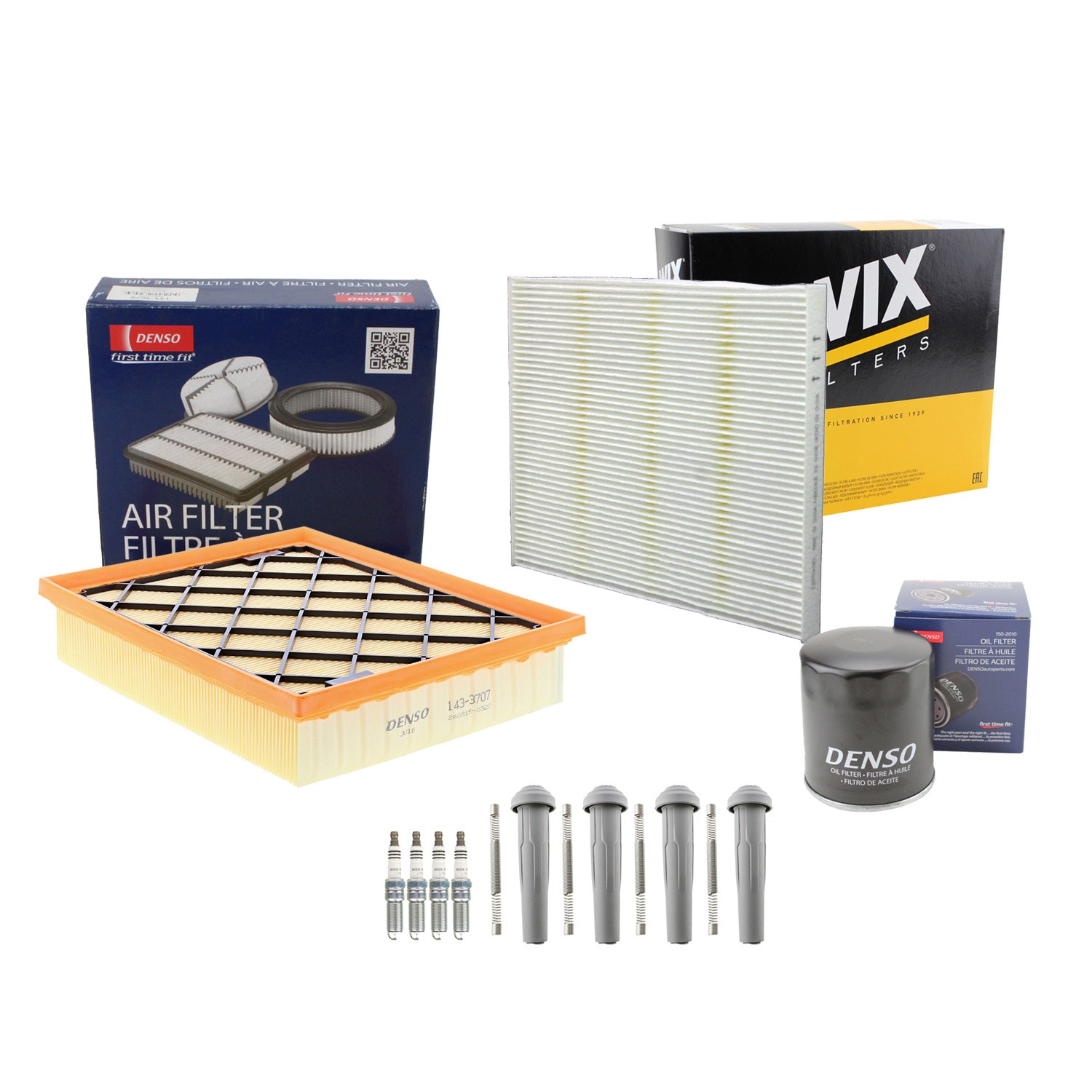 Denso Tune Up Kit NGK 4 Spark Plugs Boots Kit for Ford Fusion S SE 2.5 L4 Vin 7