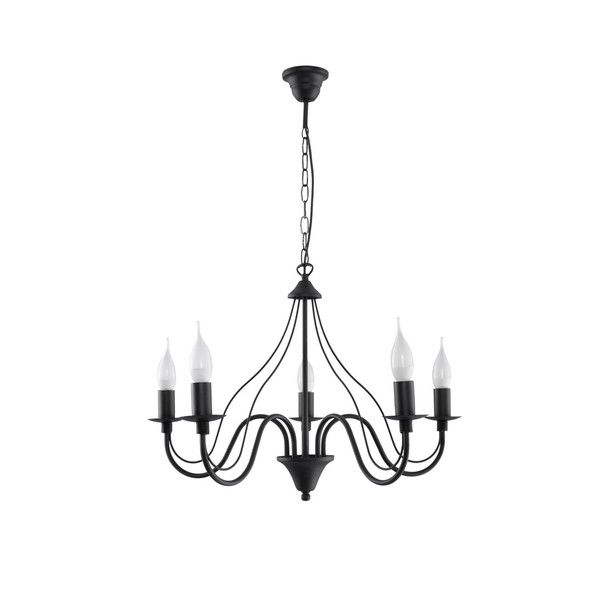 Rustikaler Kronleuchter Ø60Cm Schwarz Pendelleuchte Landhauslampe HäNgeleuchte-image