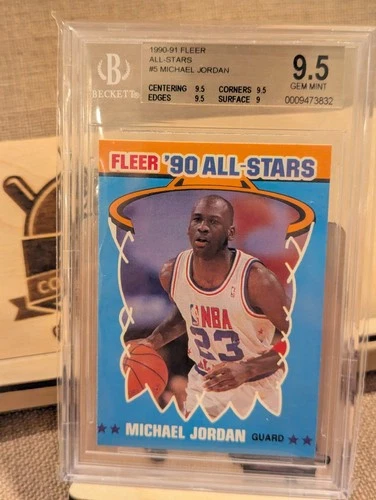 MICHAEL JORDAN 1990-91 FLEER ALL-STARS BGS 9.5 GEM MINT INSERT CARD #5!  TOUGH!