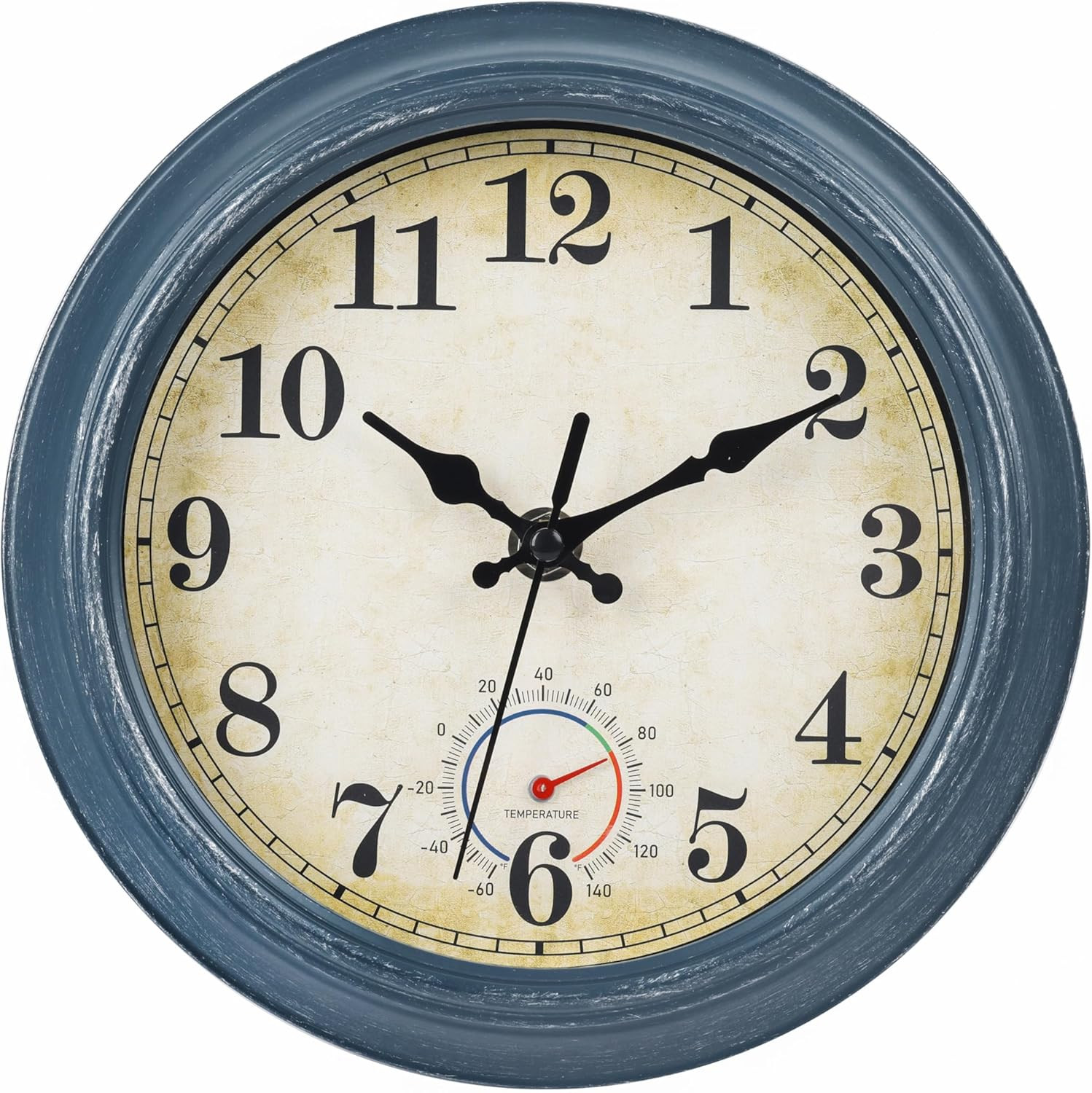Outdoor Clocks Waterproof with Thermometer Combo Rustic Coastal Beach Wall Clock