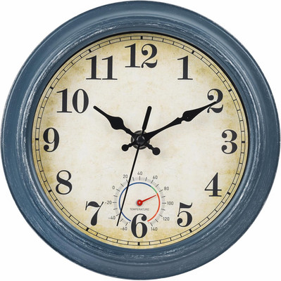 Outdoor Clocks Waterproof with Thermometer Combo Rustic Coastal Beach Wall Clock