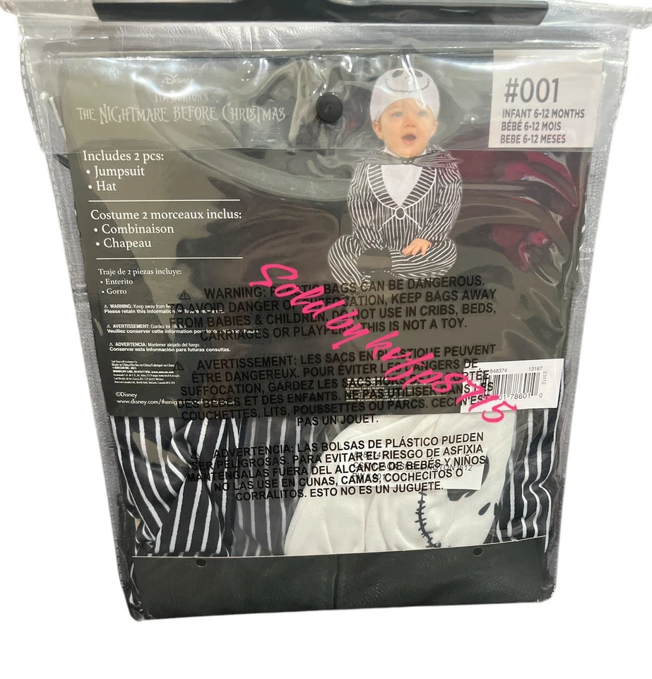 Disfraz Jack Esqueleto Bebé Halloween Talla 6-12 Meses Pesadilla Antes de Navidad Foto 3 de 3