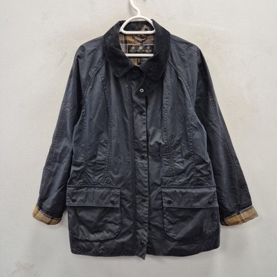 Barbour Classic Beadnell Wax Waterproof Navy Country Rain Coat Jacket UK 18 #