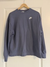 Nike Sportswear Club Fleece Crewneck Sweatshirt Blue Women s XS Logo Athletic