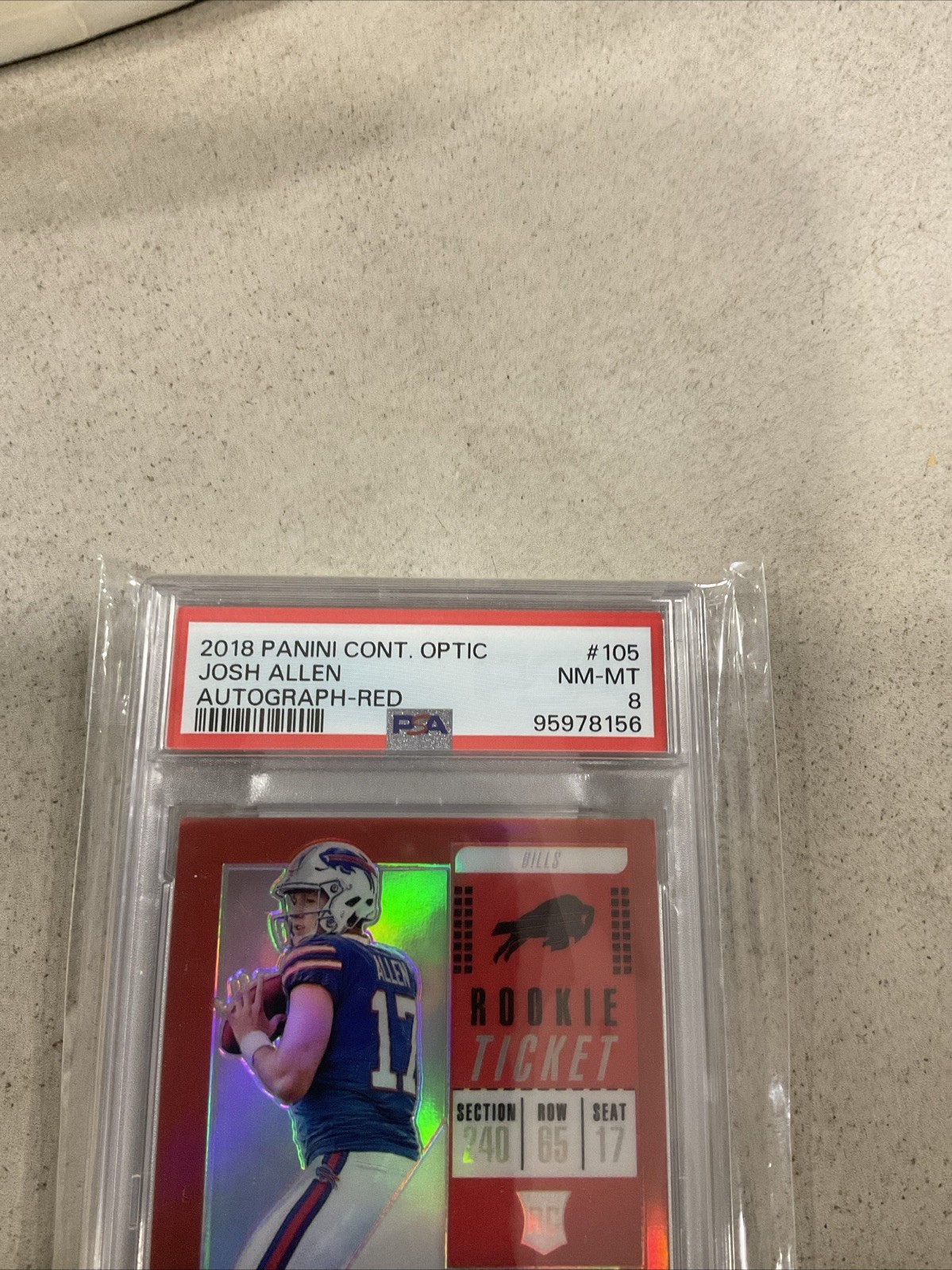 2018 Panini Contenders Optic - Rookie Ticket RPS Autographs Josh Allen #105 Red view 4
