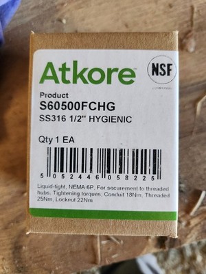 Atkore CALBRITE S60500FCHG ~ 1/2'' Hygienic Flex Fitting Straight Connect 316SS