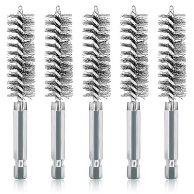ASNOMY 5Pcs 5/8'' Stainless Steel Bore Brush,Wire Brush Bore Cleaning Brush Set f