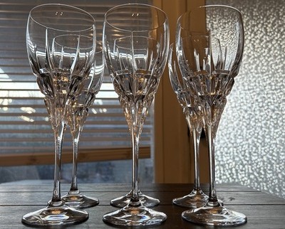 Six Da Vinci ''Carrara'' pattern crystal water goblets   9 1/2in
