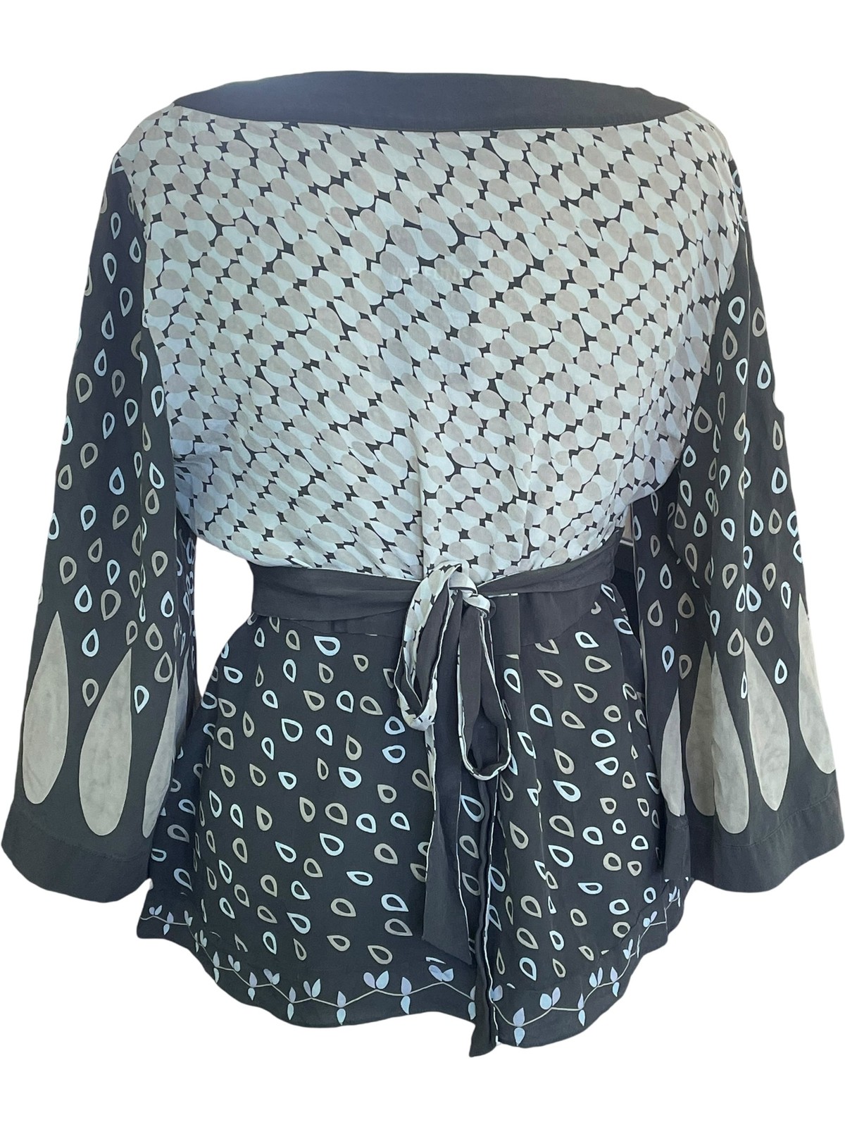 Fenn Wright Manson Multi Silk Patterned Blouse V-… - image 4