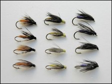 Wet Trout Flies 12 Pack Partridge & Orange, Snipe & Purple, Yellow & Dove. Mixed