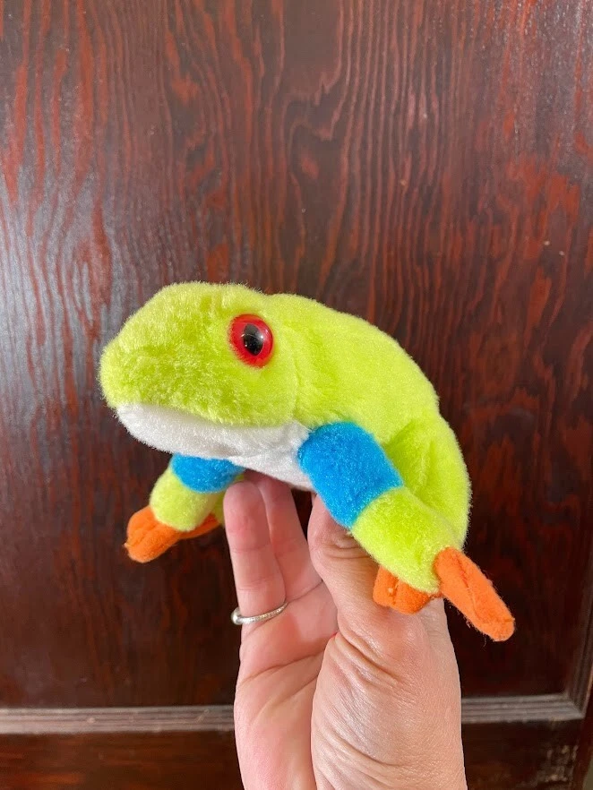 Wild Republic Light Green Blue Orange Tree Frog Plush Small 4 in Beanbag  Frog