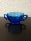 Vintage Cobalt Blue Depression Glass Sugar Bowl