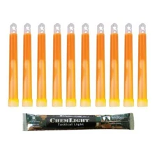 1 BOX 10 PACK CYALUME CHEMLIGHT LIGHT STICK GLOW STICKS ORANGE 12hr 6" EXP.2025