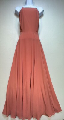 Lulus Womens Maxi Evening Gown Dress Sleeveless Size Small Coral Flowy Party