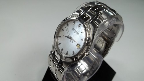 WITTNAUER LUXURY DIAMOND BEZEL ULTRA THIN 10E01 MOP 3ATM SAPPHIRE CRYSTAL 