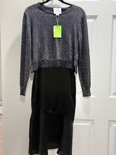 Sam Edelman Crewneck Sweater & Satin Slip Dress In Black Size 6 NWT