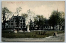 Litchfield  Connecticut  Union Square   Postcard
