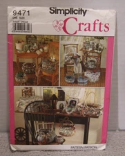 Simplicity Baskets Boxes Frames Crafts Sewing Pattern 9471 Uncut