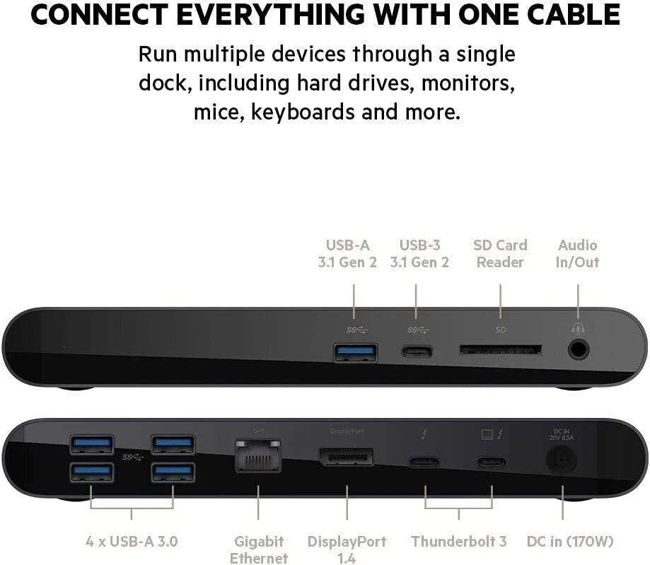 Belkin Thunderbolt 3 Dock Pro USB C Laptop Docking station - Image 4 of 4