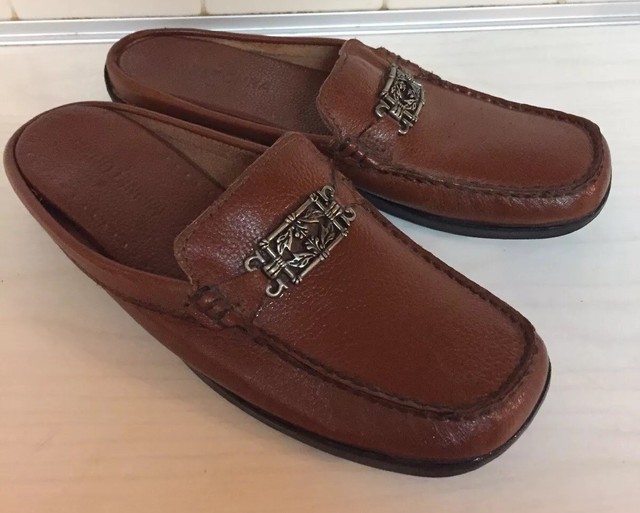 Minnetonka Brown Leather mules slides slip on loafers open back Womens 7 | eBay