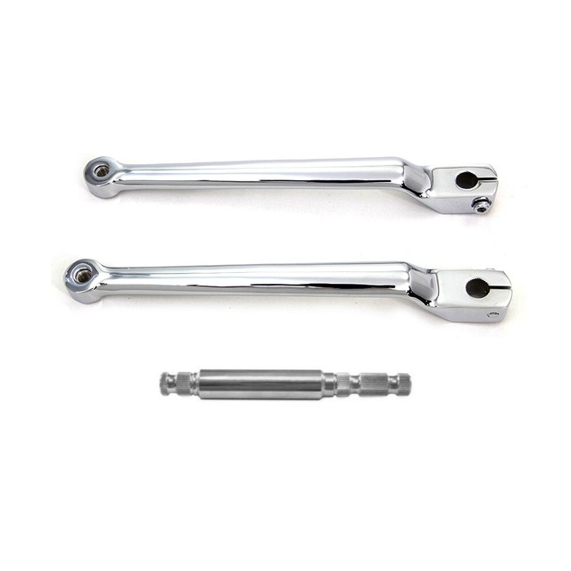 Extended 93/4" Chrome Heel Toe Splined Shift Lever Set w/ Shaft 8618