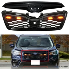 For 2019-2021 Subaru Forester Black Front Bumper Honeycomb Upper Grille w/Light