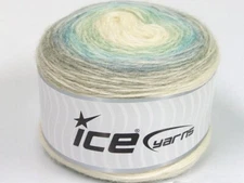 Cake Alpaca Wool Blend 63266 Ice Yarns Pale Grey Cream Green Blue DK 100g 339y