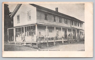 Postcard NY Johnsons View Grocery Store Post Office Wheelbarrow Dirt Rd c1909 M3
