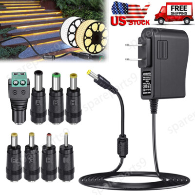 12V 2A Power Supply Regulated DC Power Adapter with 8 Tips, Charger Transformer