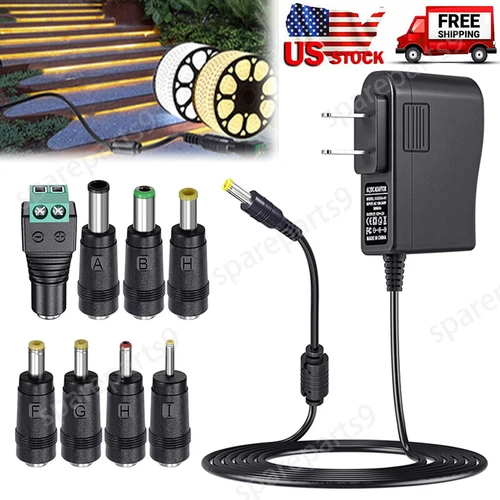 12V 2A Power Supply Regulated DC Power Adapter with 8 Tips, Charger Transformer