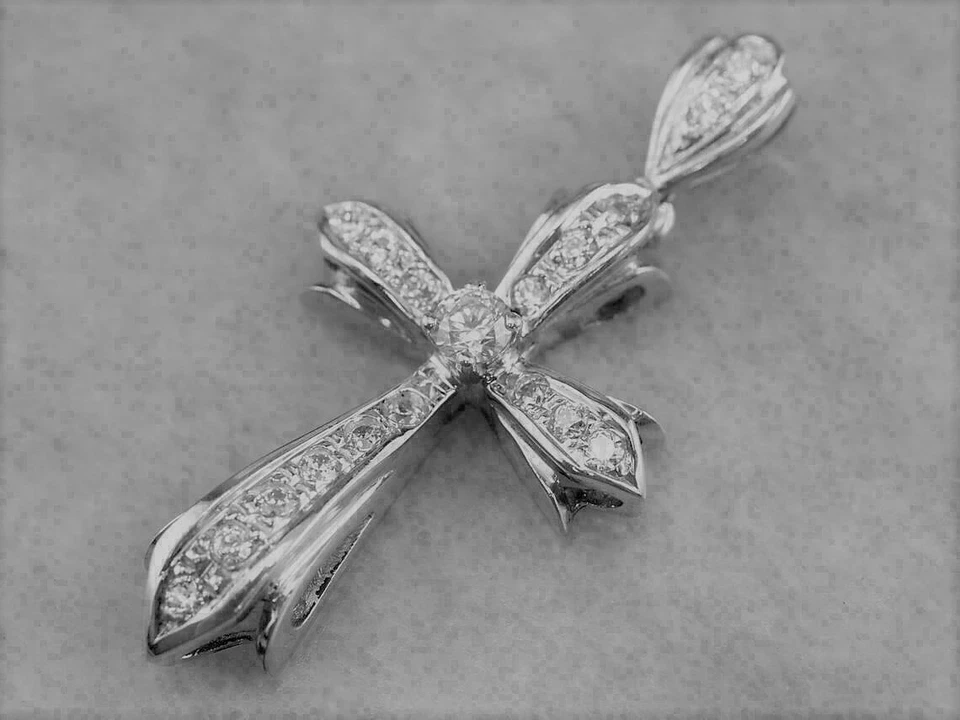 1/2Ct White Round Moissanite Diamond Jesus Cross Pendant Necklace In 925 Silver - Image 4 of 4