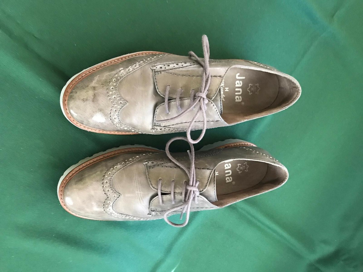 Jana schicke Damen Schnürschuhe sehr bequem Weite H comfort grau