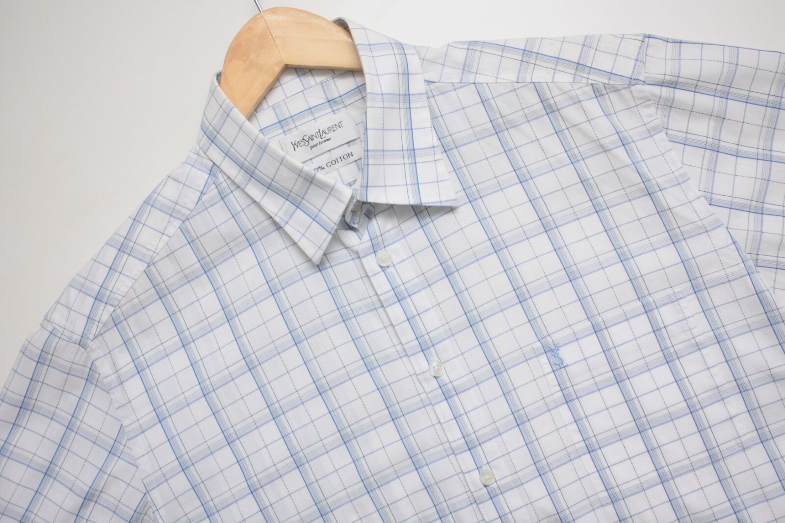 Yves Saint Laurent camicia vintage a quadri manica corta L