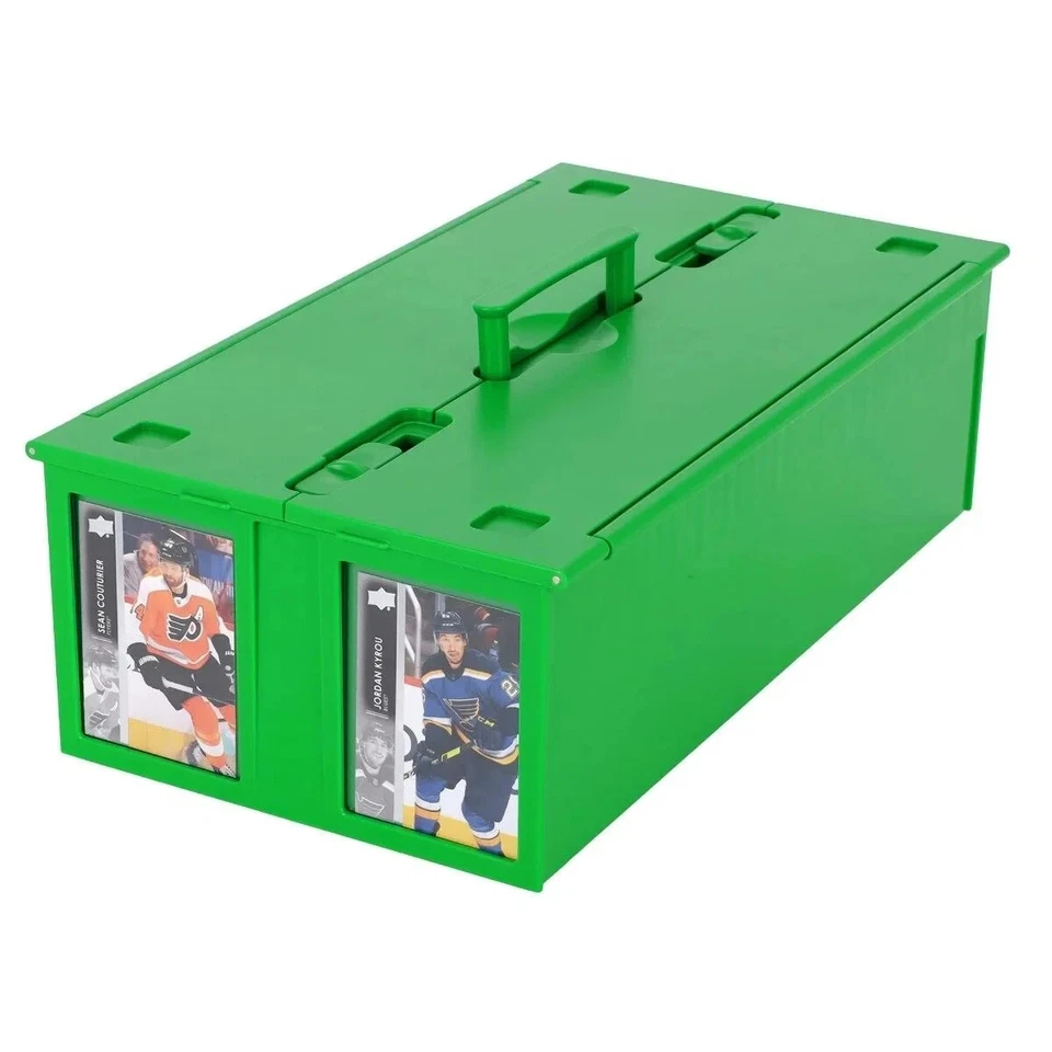 BCW 1600 Card Bin (Green) + 100 Standard 3x4 Toploaders Storage Box - Image 4 of 4
