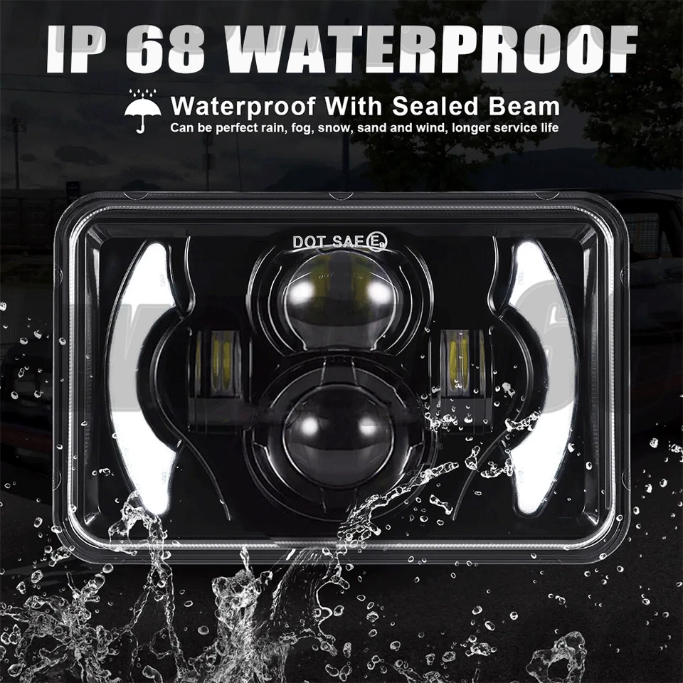 Faros LED de haz alto/bajo de 4x6"" pulgadas 4 piezas para Mercury Cougar Marquis 1977-1986 Foto 4 de 4