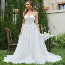 Elegant Lace Wedding Dresses Sweetheart Sleeveless Deep V-Neck Sparkly Gowns