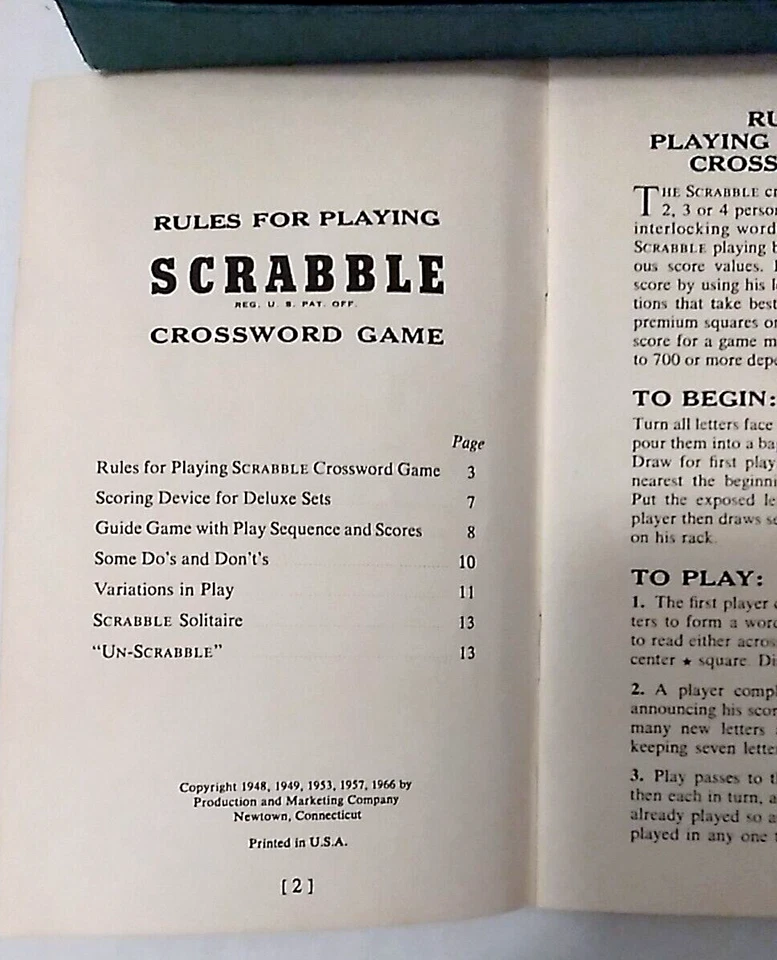 1966 Deluxe Edition Scrabble Crossword 100 Tiles Racks Rules no Board Parts Only - Image 3 of 4