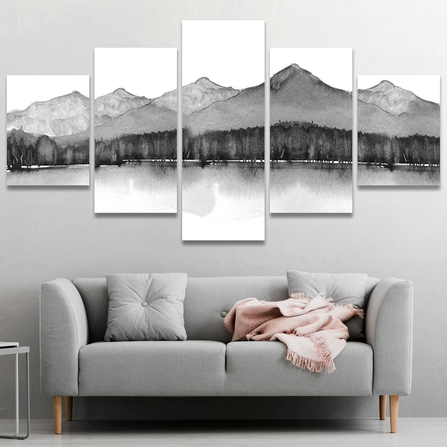 Wall26 Duotone Mountain & Forest Pastel Art Canvas Print Wall Art Set ...