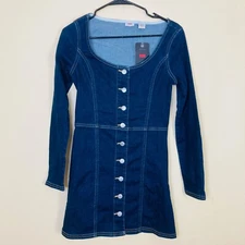 Levi's Veda Denim Dress Women's XS Slim Fit New w Tags Button Accent Dark Wash