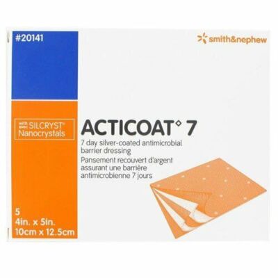 Smith & Nephew Acticoat 7 4''x5'' Silver-Coated Antimicrobial Barrier Dressing...