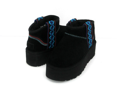 UGG ULTRA MINI BRAID PLATFORM WOMEN ANKLE BOOTS SUEDE BLACK US 5 /UK 3 /EU 36