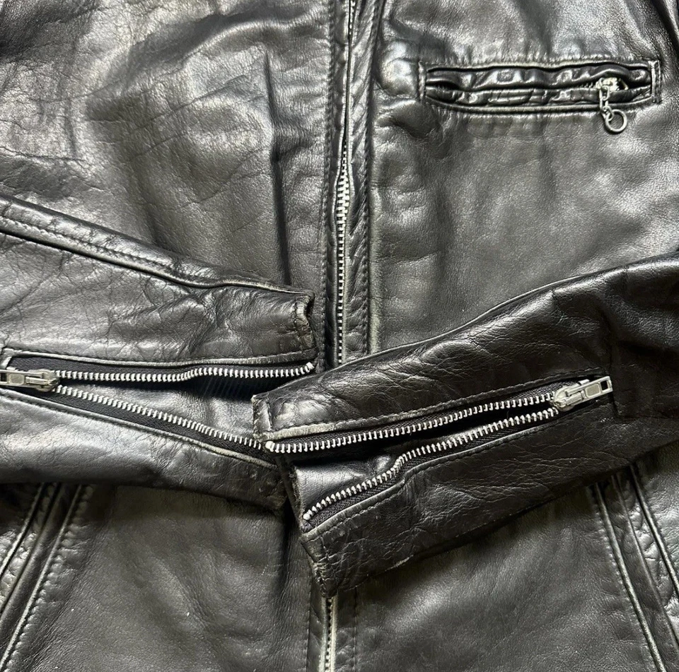 Schott Cafe Racing Jacket NYC True Vintage Leather Jacket 70s Sz M/S - Image 3 of 4