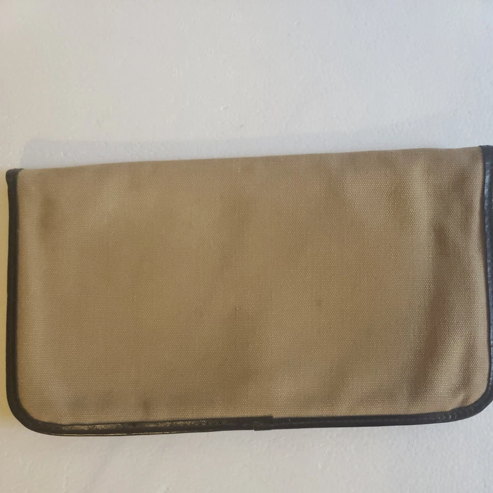 Клатч винтажный Pierre Cardin New York желтовато-коричневый черный кожаный - Изображение 2 из 4