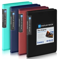 Sooez 30-Pocket Binder with Plastic 8.5"x11" - 4 Pack, Assorted Colors