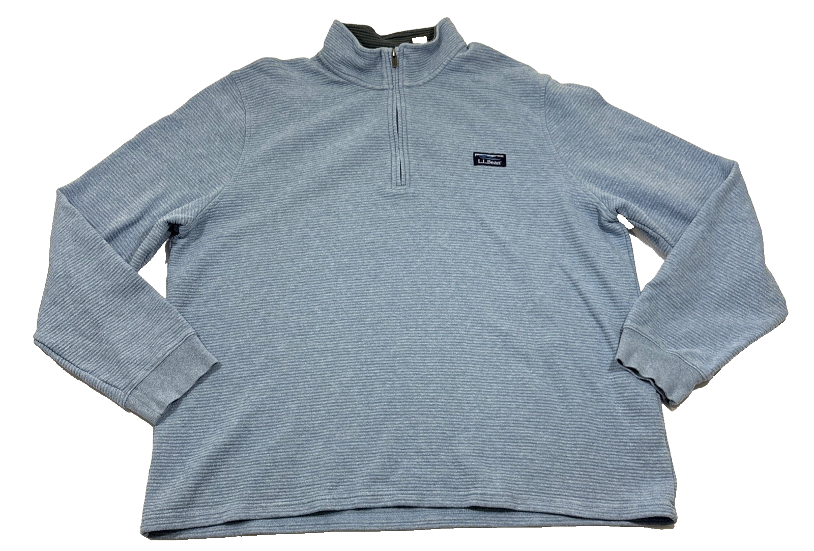 L.L. Bean Men’s Lakewashed Double Knit Quarter-Zip Pullover Blue XL ID 520811🔥