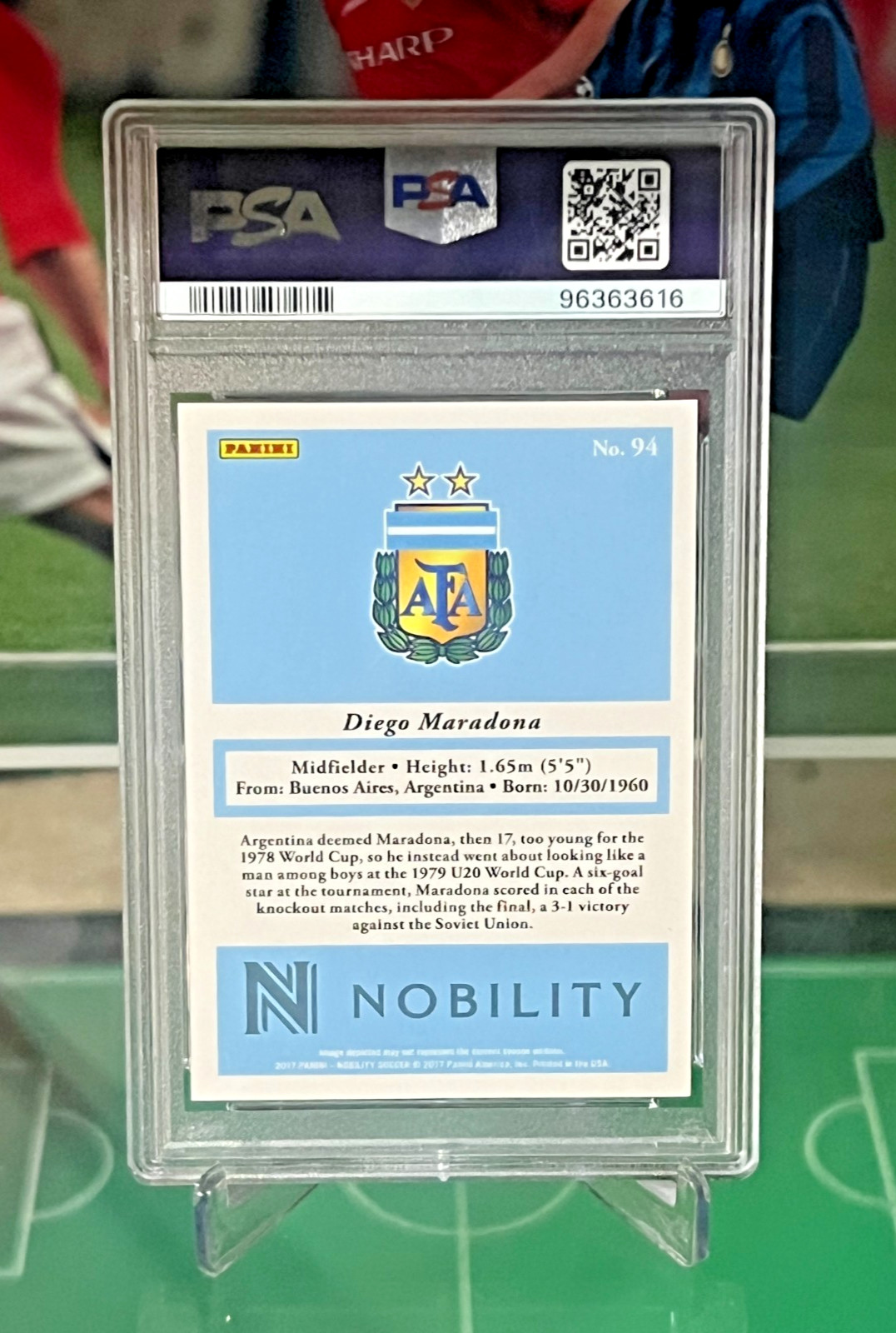 2017 Panini Nobility #94 Diego Maradona Blue /99 PSA 10 view 8