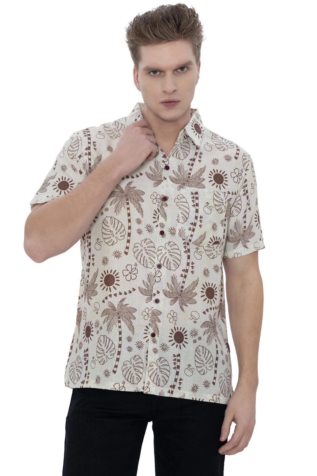 HAPPY BAY Men's Hawaiian Shirt Fashion Button Down Short Sleeves Holidays Aloha