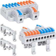 DIN Rail Terminal Blocks 600V 32A 28-12AWG 2 In 10 Out Electrical Connectors