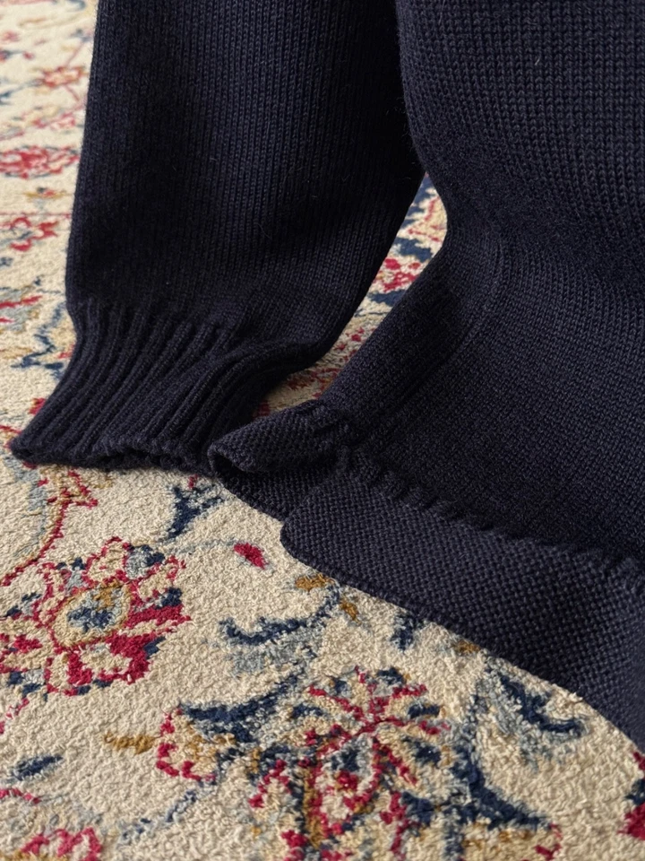1970s Vintage Traditional Guernsey Fisherman Navy Wool Knit Sweater - Image 4 of 4